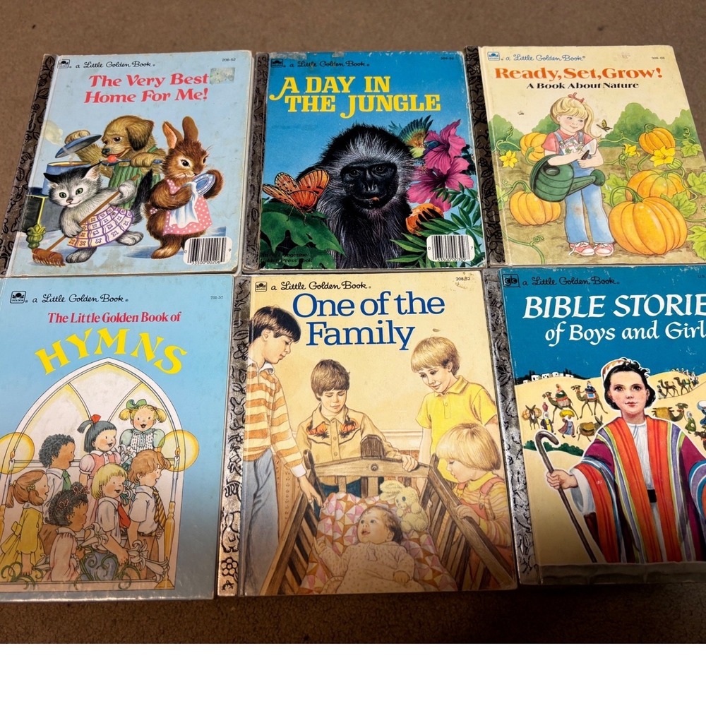 Little Golden Books Lot 6 Hymns Family Jungle Nature Boys Girls Vintage‎